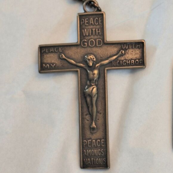 Handcrafted Artisan Turquoise and Coral St Francis Tenner Rosary Ginny Wolf - Picture 10 of 12